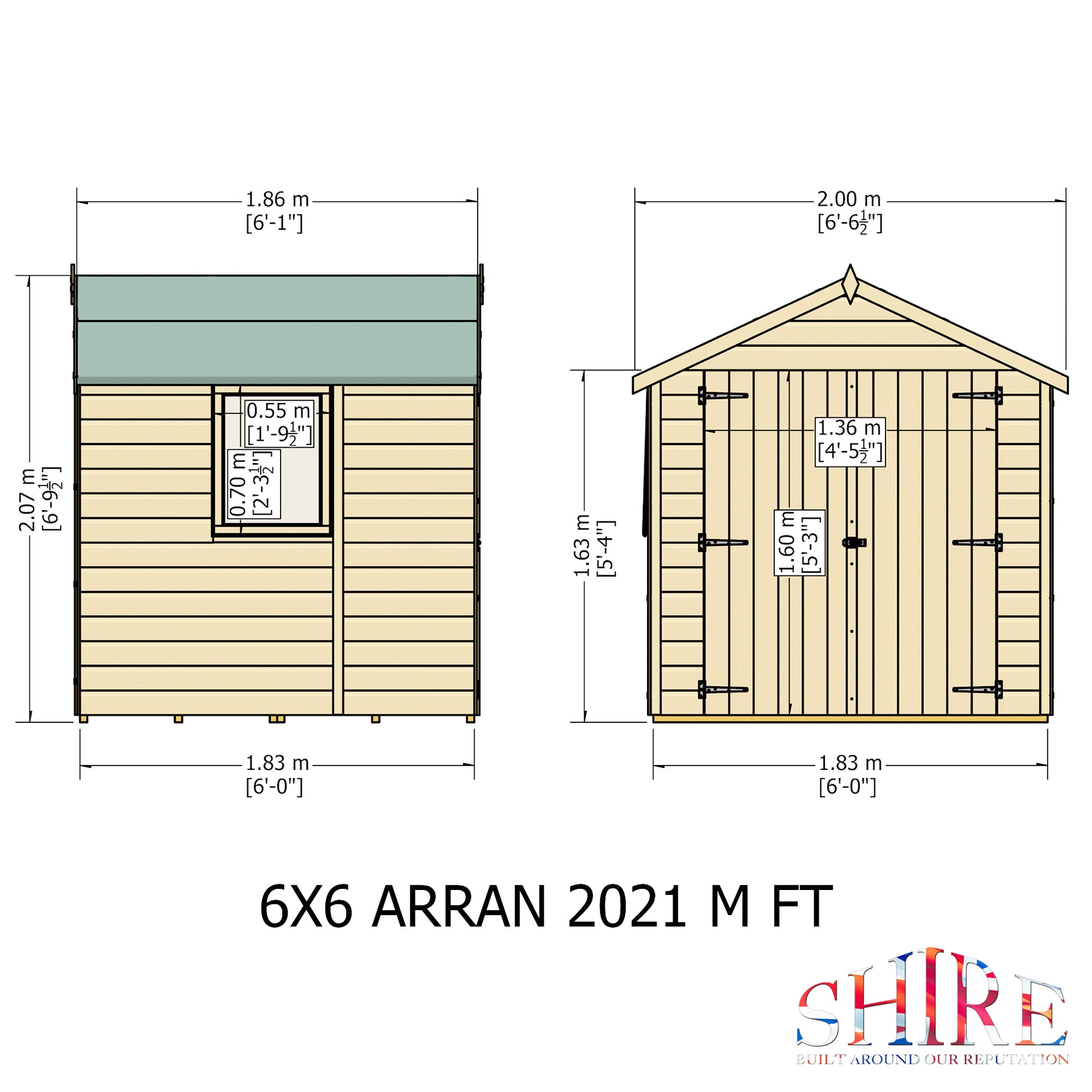 Shire 6x6 Arran Double Door Shed ARRA0606DSL-1AA