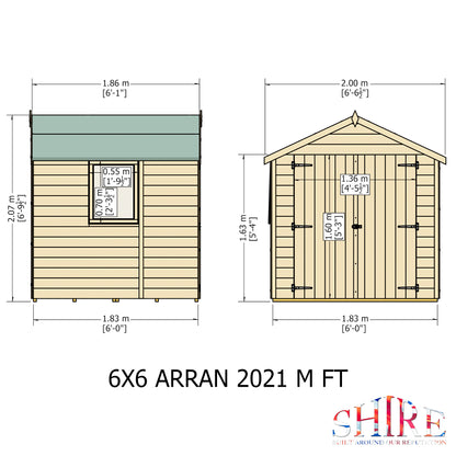 Shire 6x6 Arran Double Door Shed ARRA0606DSL-1AA