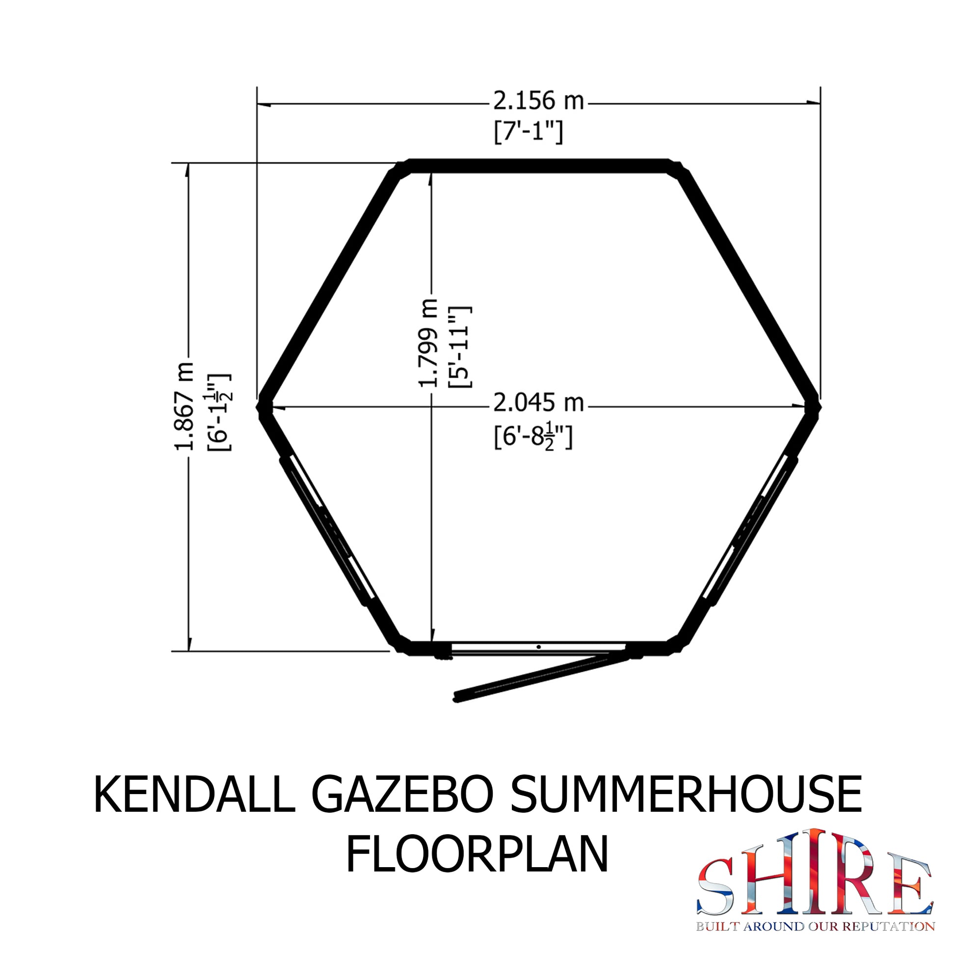 Shire 6x6 Kendall Summerhouse Hexagonal KEND0706DSL-1AA