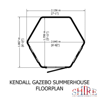 Shire 6x6 Kendall Summerhouse Hexagonal KEND0706DSL-1AA