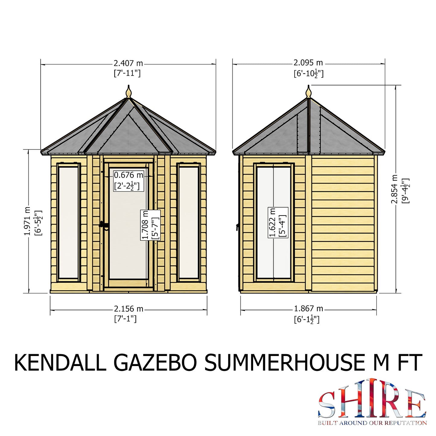 Shire 6x6 Kendall Summerhouse Hexagonal KEND0706DSL-1AA