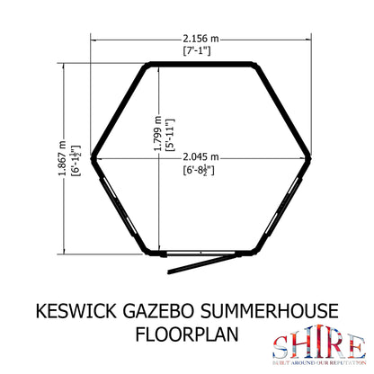 Shire 6x6 Keswick Summerhouse Hexagonal KESW0706DSL-1AA
