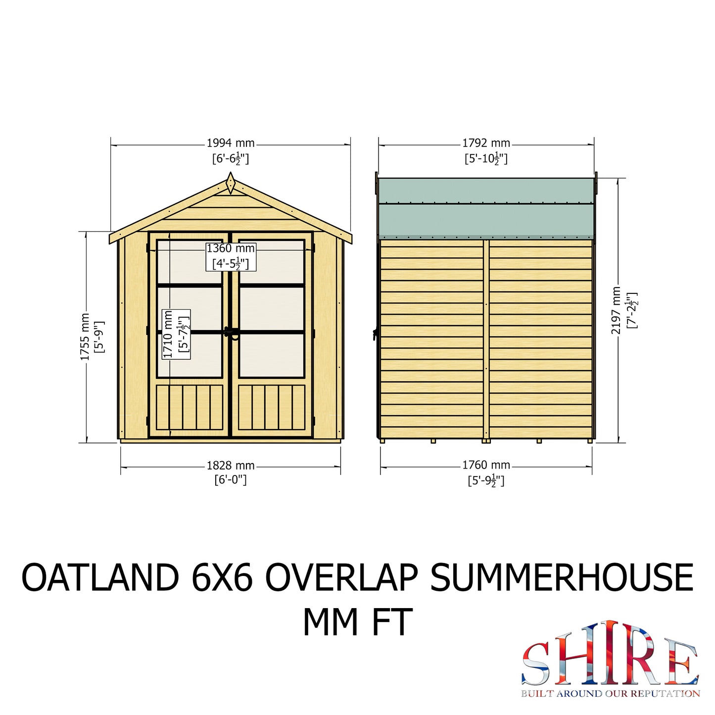 Shire 6x6 Oatland Overlap Wooden Summerhouse OATL0606DOL-1AA......