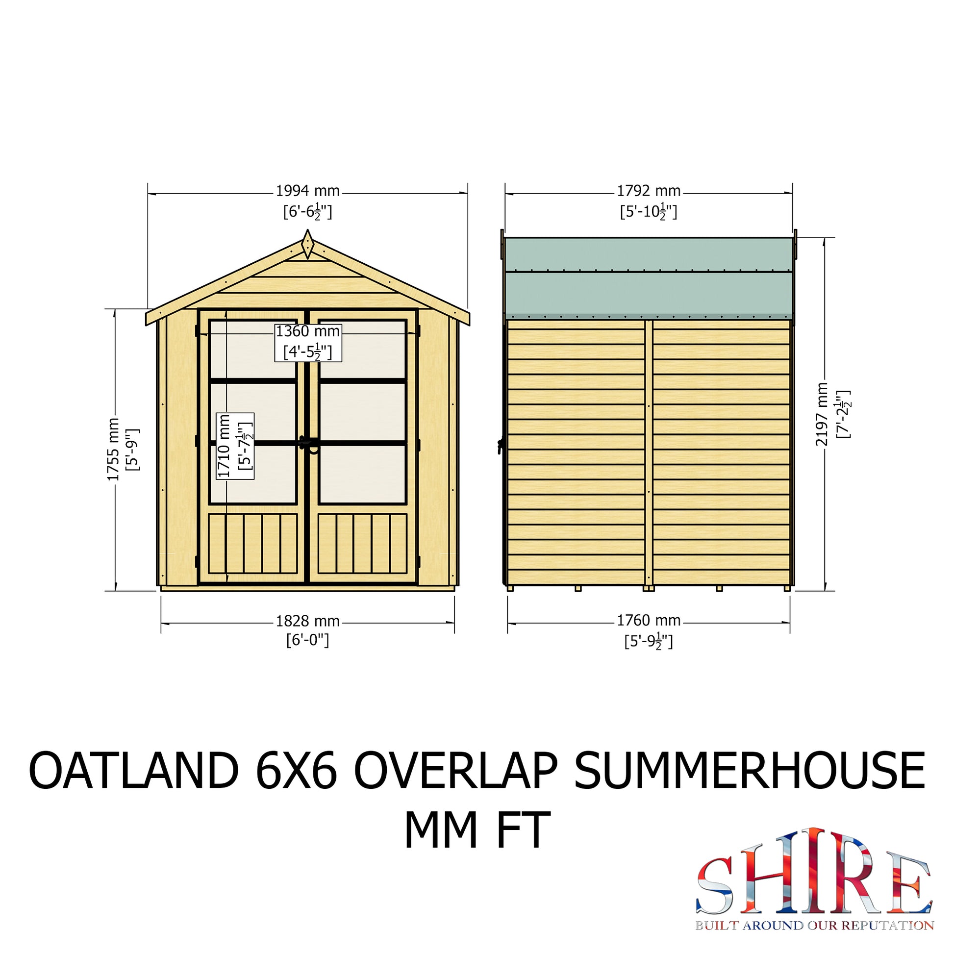 Shire 6x6 Oatland Overlap Wooden Summerhouse OATL0606DOL-1AA......