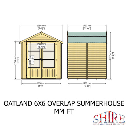 Shire 6x6 Oatland Overlap Wooden Summerhouse OATL0606DOL-1AA......