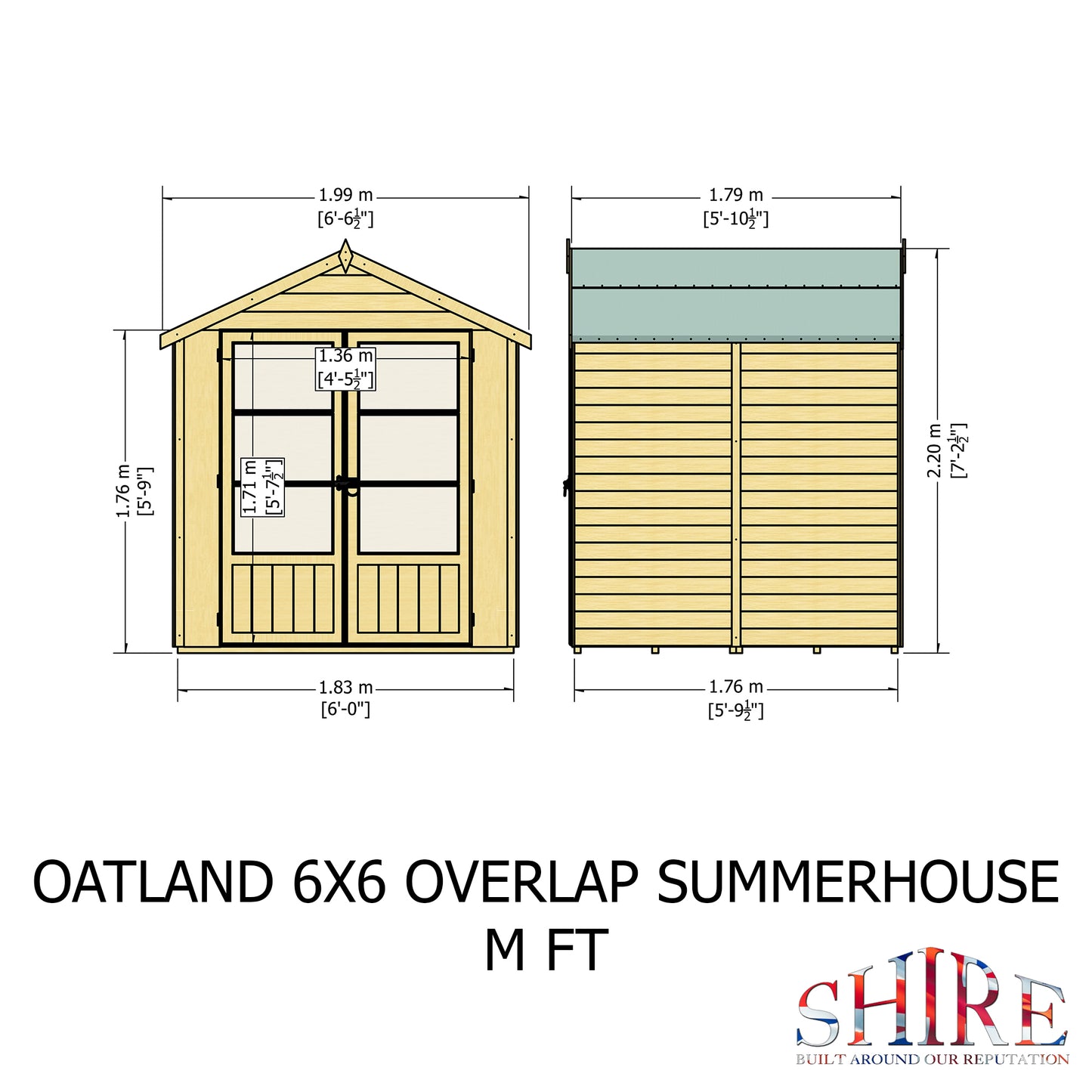 Shire 6x6 Oatland Overlap Wooden Summerhouse OATL0606DOL-1AA