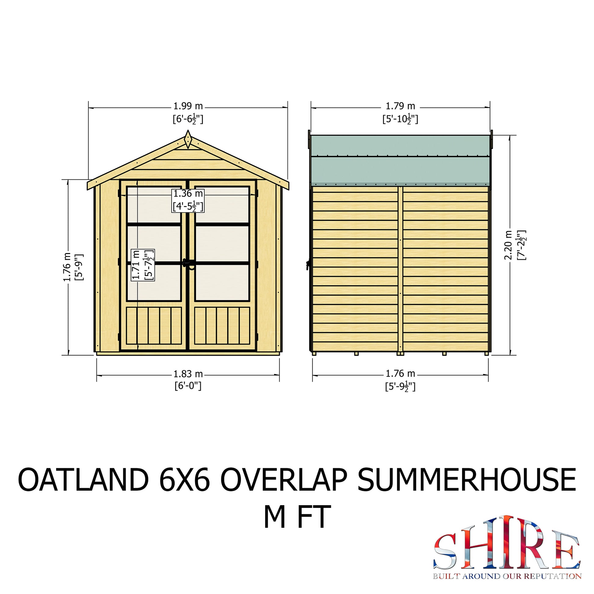 Shire 6x6 Oatland Overlap Wooden Summerhouse OATL0606DOL-1AA