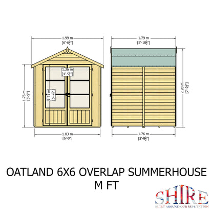 Shire 6x6 Oatland Overlap Wooden Summerhouse OATL0606DOL-1AA