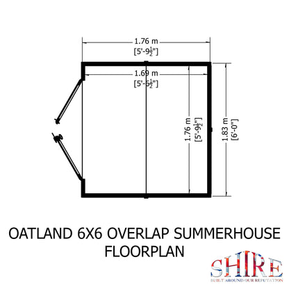 Shire 6x6 Oatland Overlap Wooden Summerhouse OATL0606DOL-1AA