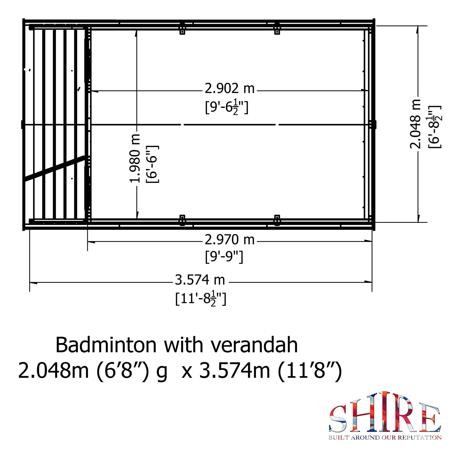 Shire 7x10 Badminton Summerhouse with Veranda BADV0710DSL-1AA