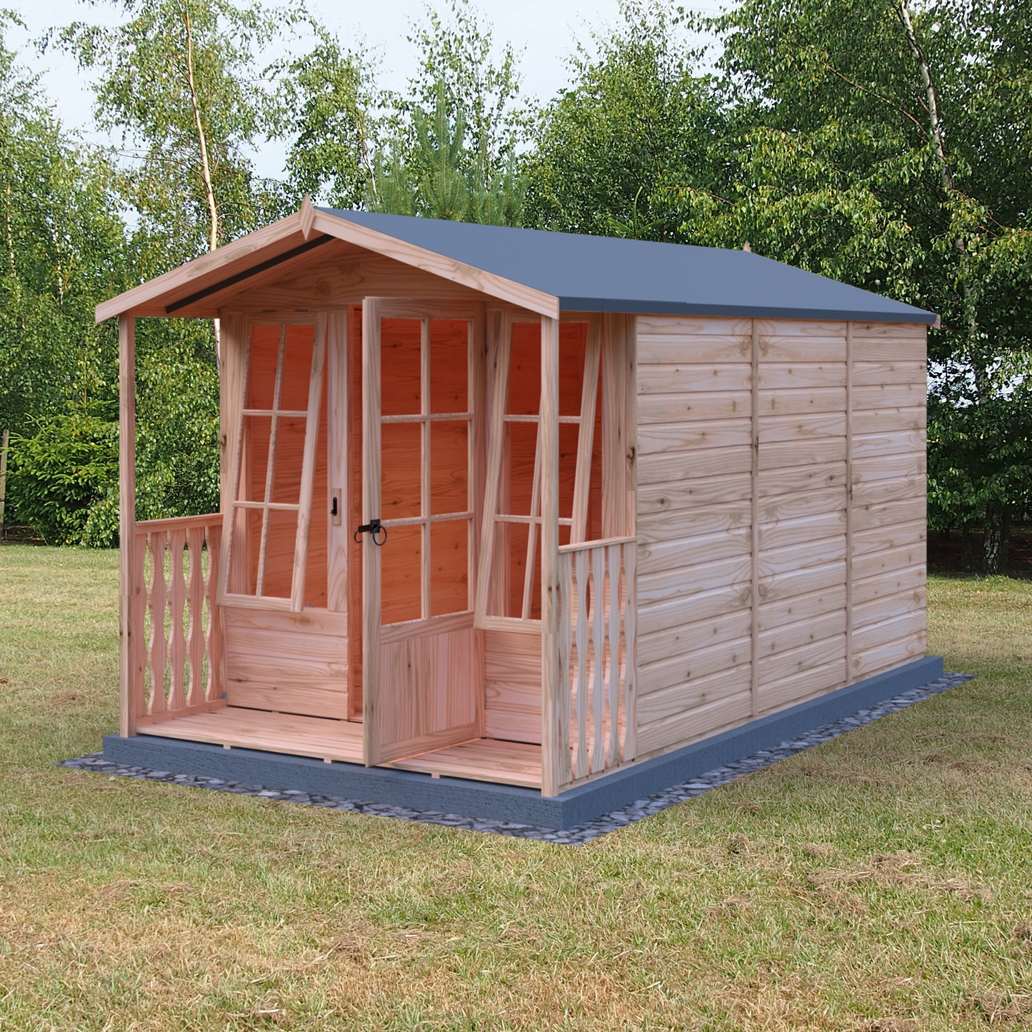 Shire 7x10 Badminton Summerhouse with Veranda BADV0710DSL-1AA