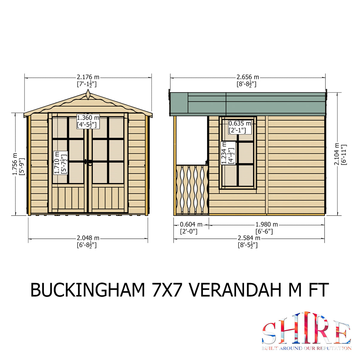 Shire 7x10 Buckingham Summerhouse with Veranda BUCV0707DSL-1AA