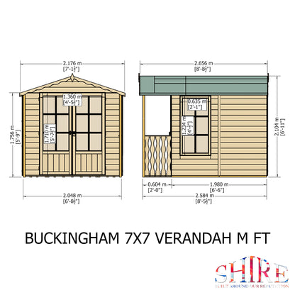 Shire 7x10 Buckingham Summerhouse with Veranda BUCV0707DSL-1AA
