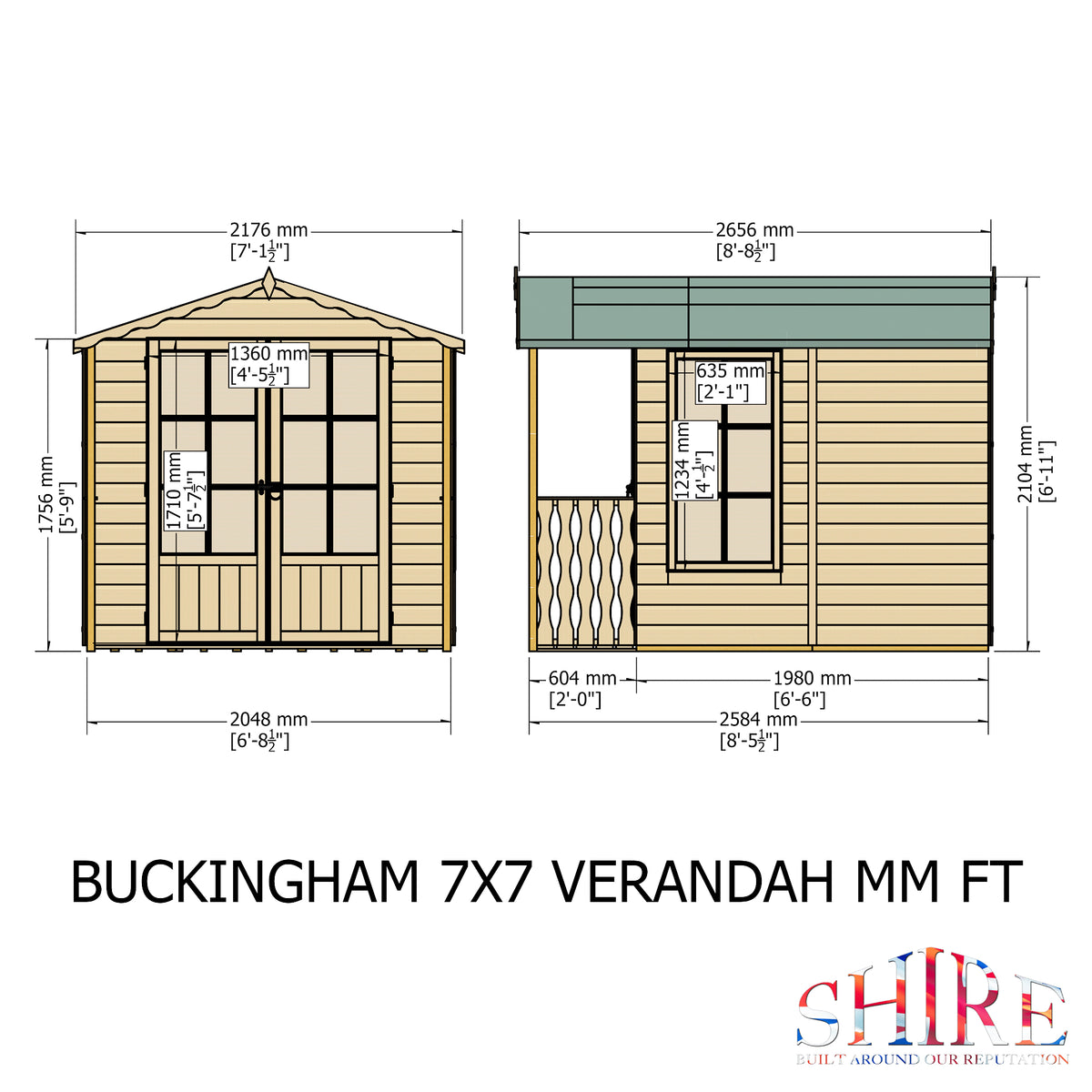 Shire 7x10 Buckingham Summerhouse with Veranda BUCV0707DSL-1AA