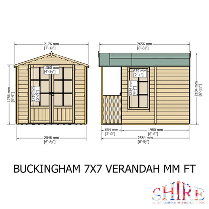 Shire 7x10 Buckingham Summerhouse with Veranda BUCV0707DSL-1AA
