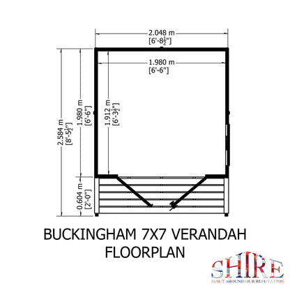Shire 7x10 Buckingham Summerhouse with Veranda BUCV0707DSL-1AA