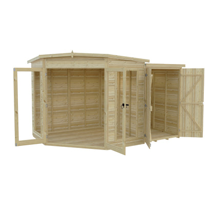 Shire 7x11 Barclay Summerhouse with Side Shed BARC0711DSL-1AA
