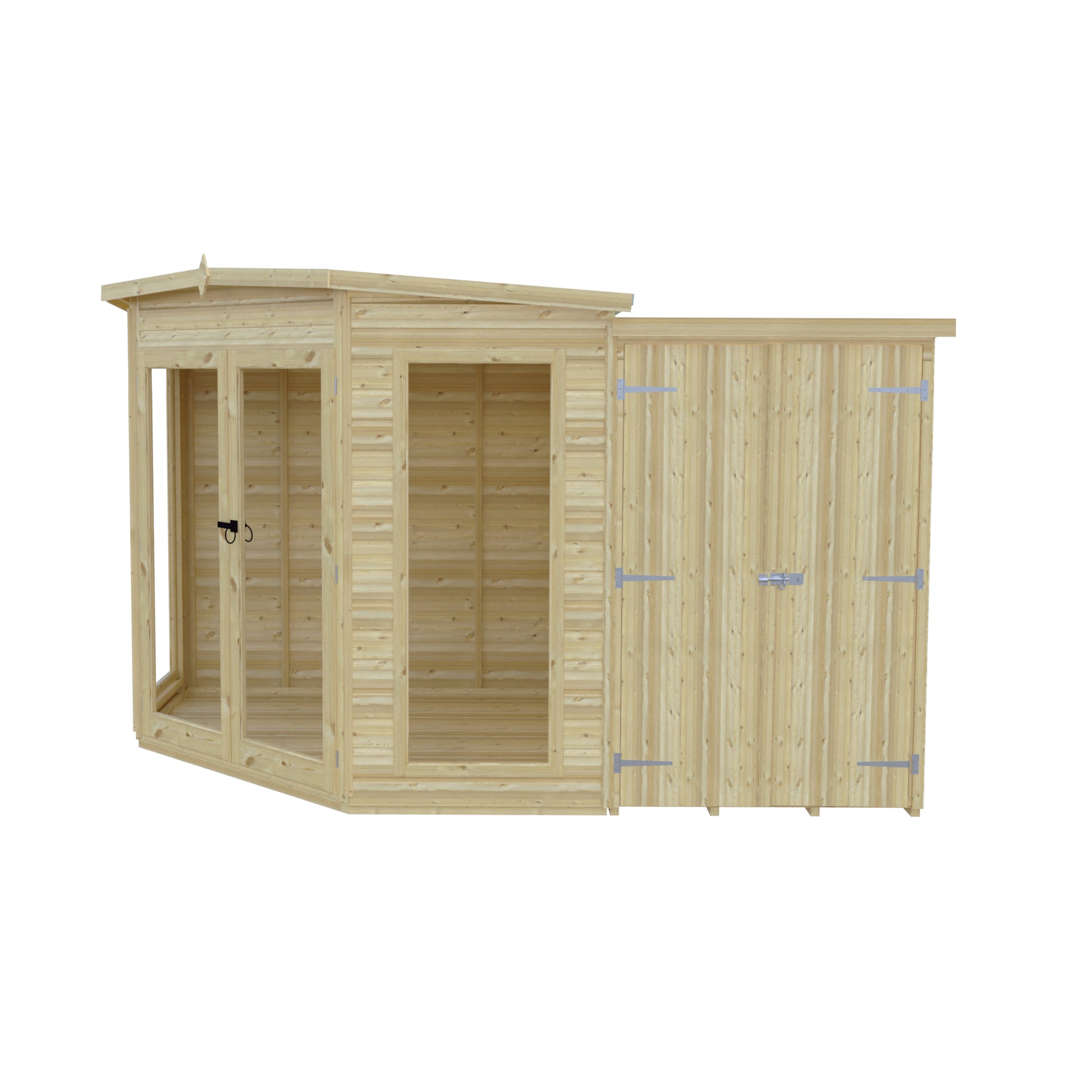 Shire 7x11 Barclay Summerhouse with Side Shed BARC0711DSL-1AA