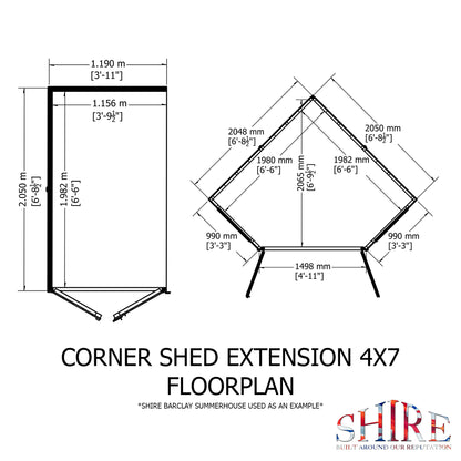 Shire 7x11 Barclay Summerhouse with Side Shed BARC0711DSL-1AA