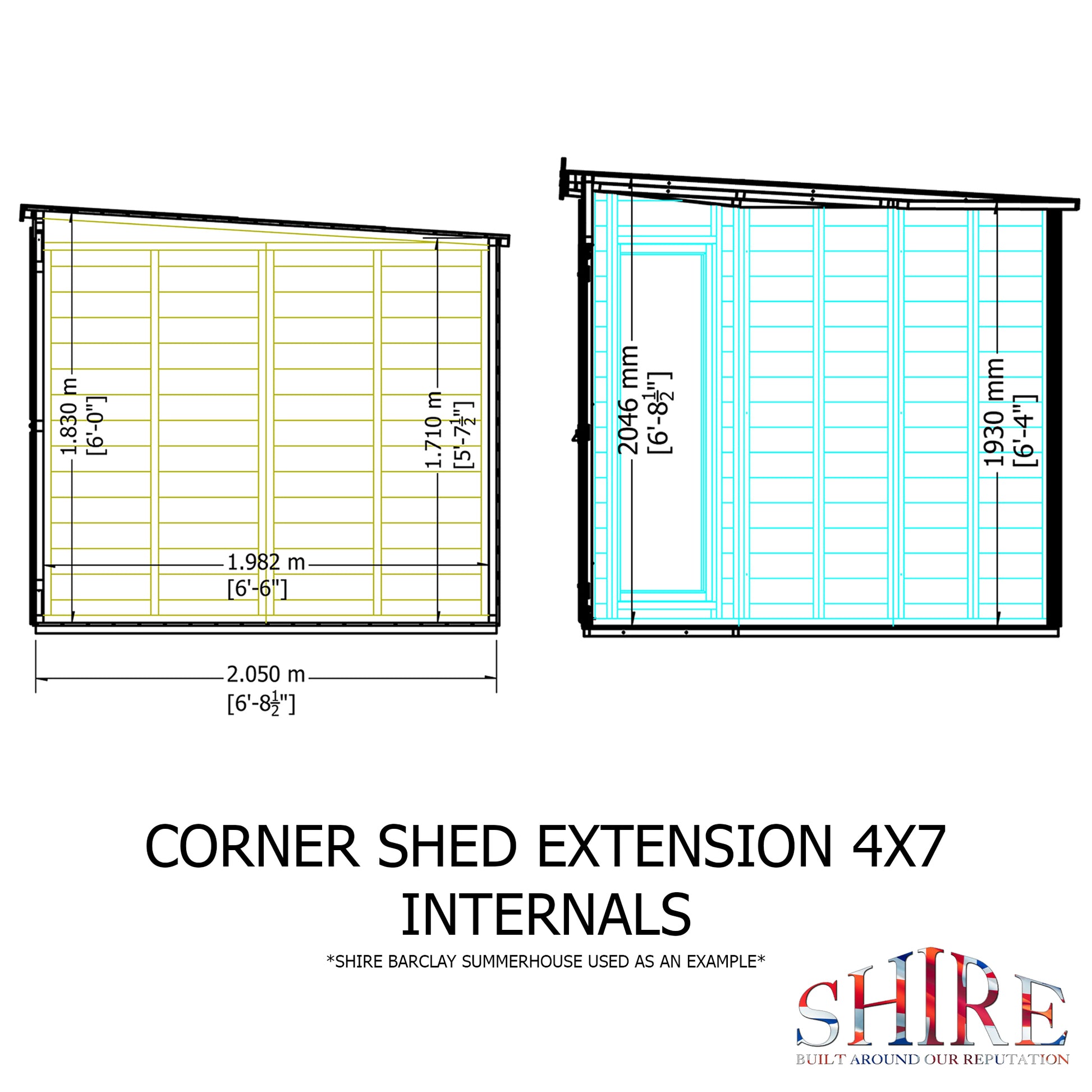 Shire 7x11 Barclay Summerhouse with Side Shed BARC0711DSL-1AA