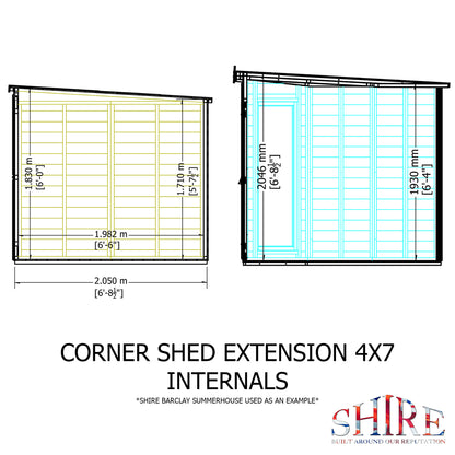 Shire 7x11 Barclay Summerhouse with Side Shed BARC0711DSL-1AA