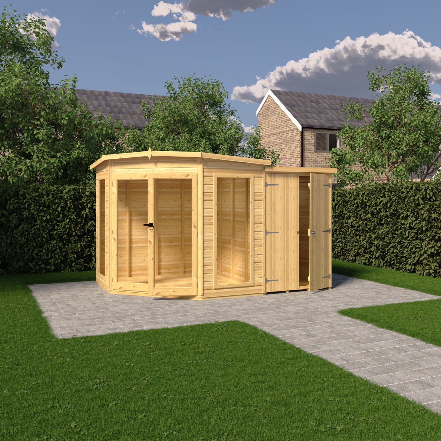Shire 7x11 Barclay Summerhouse with Side Shed BARC0711DSL-1AA