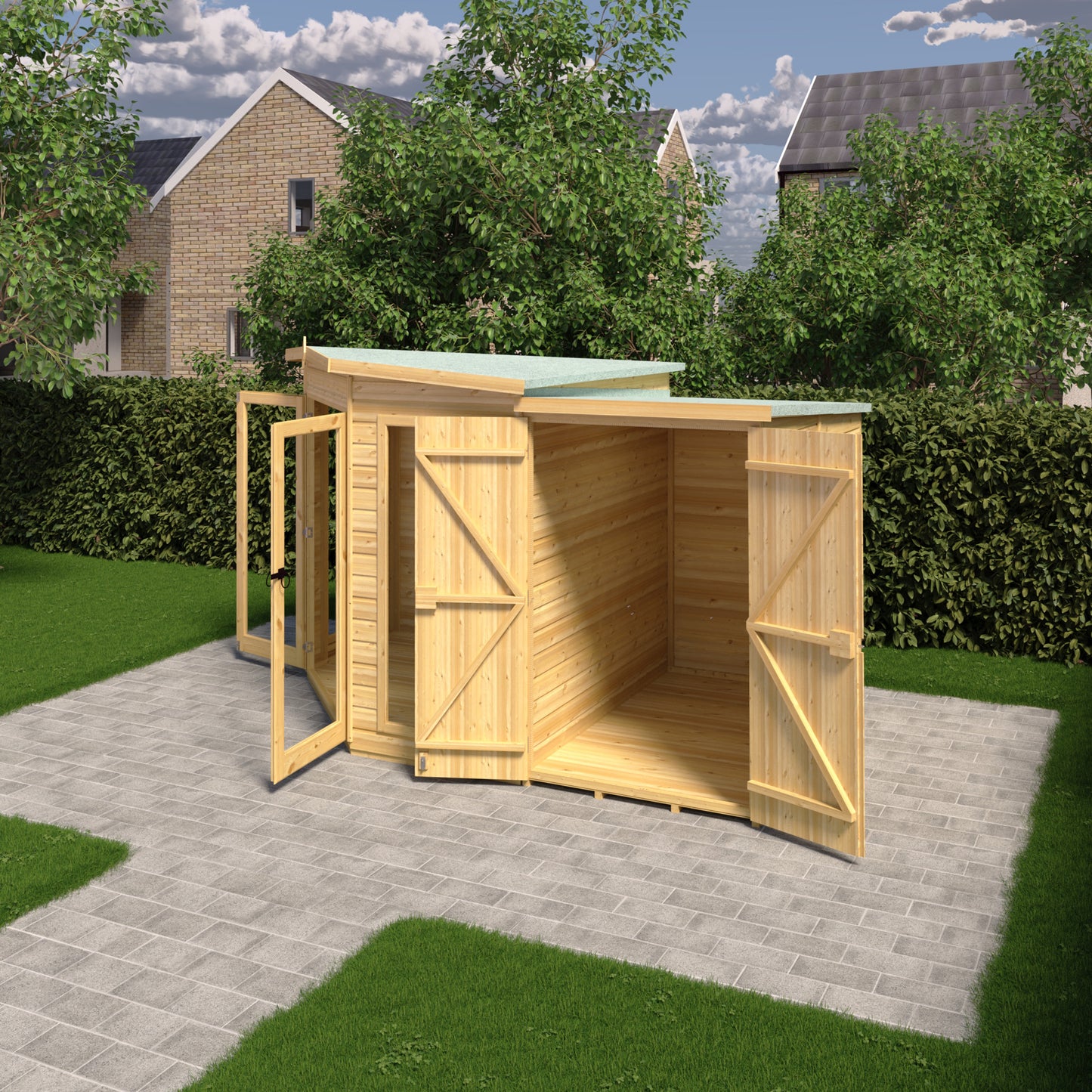 Shire 7x11 Barclay Summerhouse with Side Shed BARC0711DSL-1AA