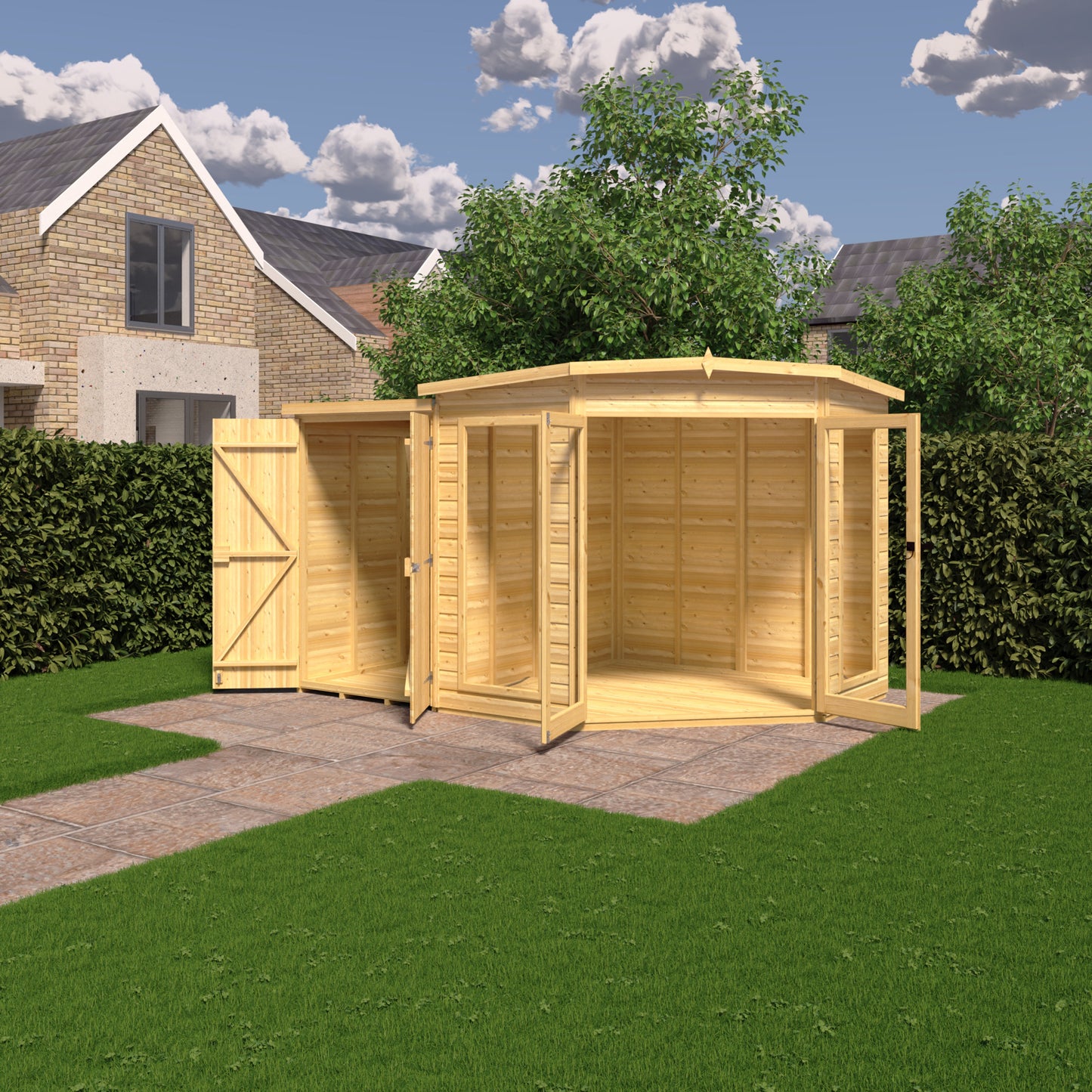Shire 7x11 Barclay Summerhouse with Side Shed BARC0711DSL-1AA