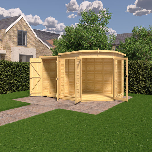 Shire 7x11 Barclay Summerhouse with Side Shed BARC0711DSL-1AA