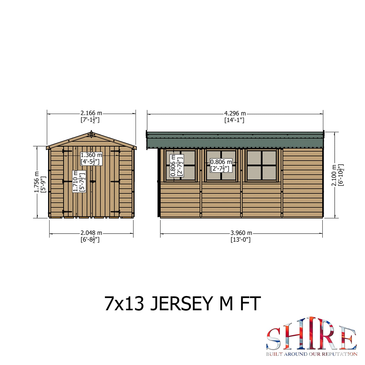 Shire 7x13 Jersey Shed JERS0713DSL-1AA