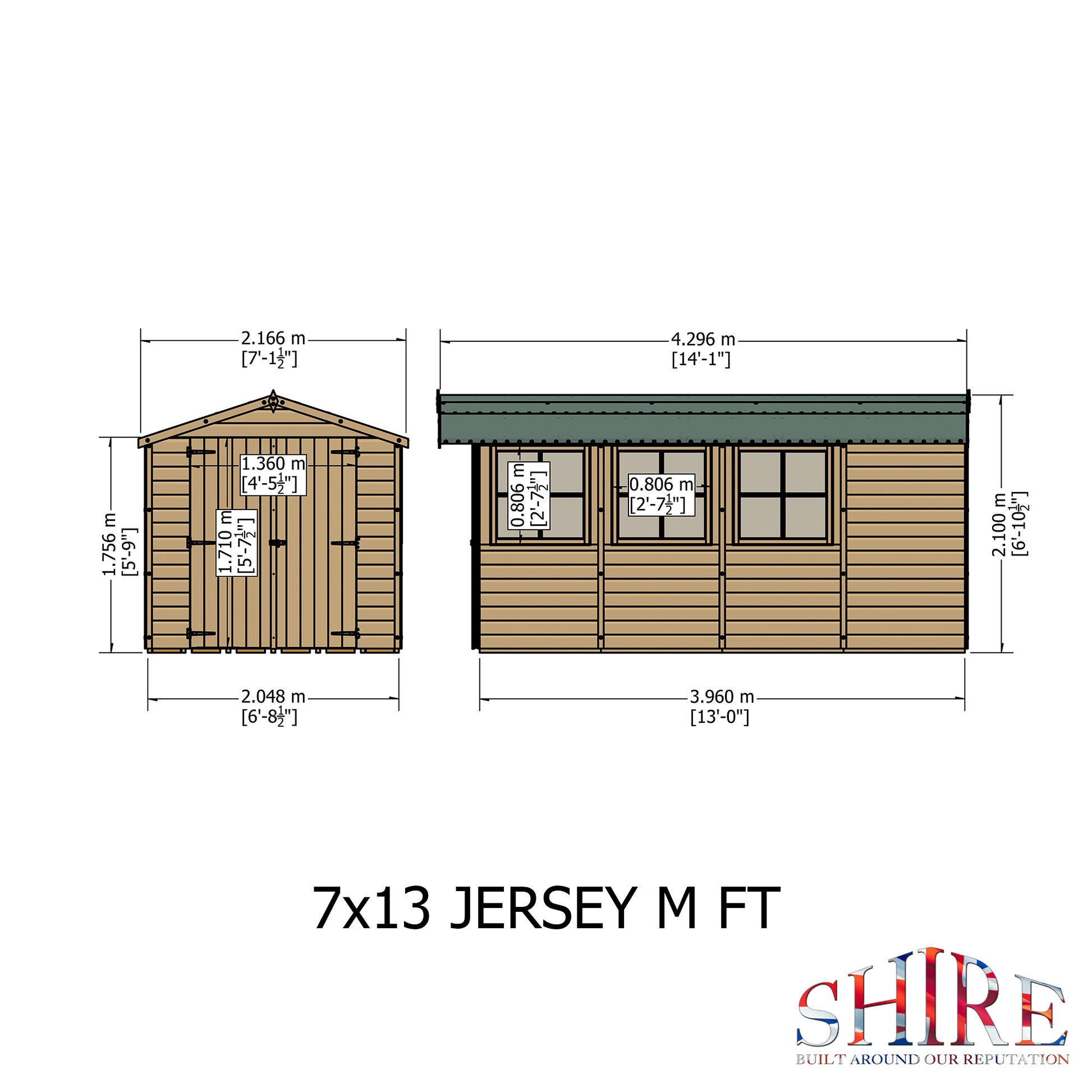 Shire 7x13 Jersey Shed JERS0713DSL-1AA