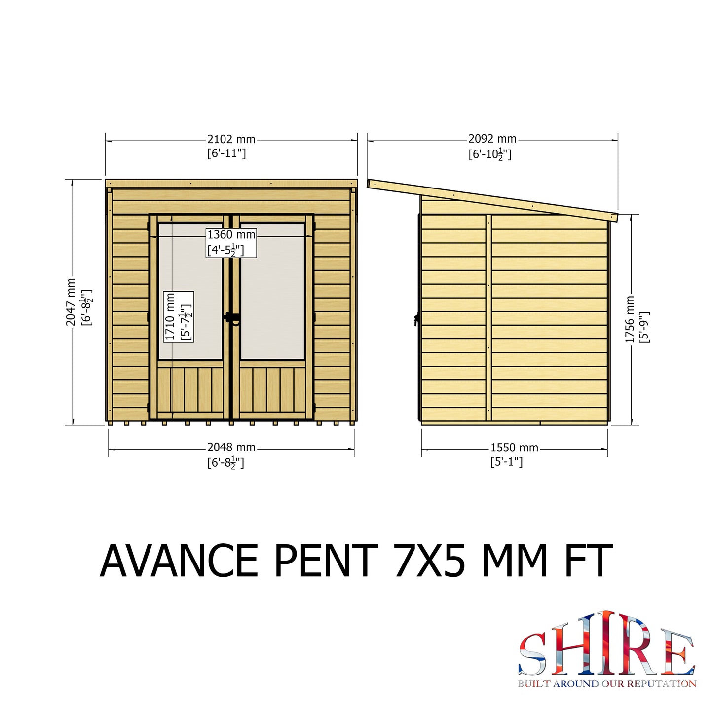 Shire 7x5 Avance Pent Summerhouse AVAP0705DSL-1AA