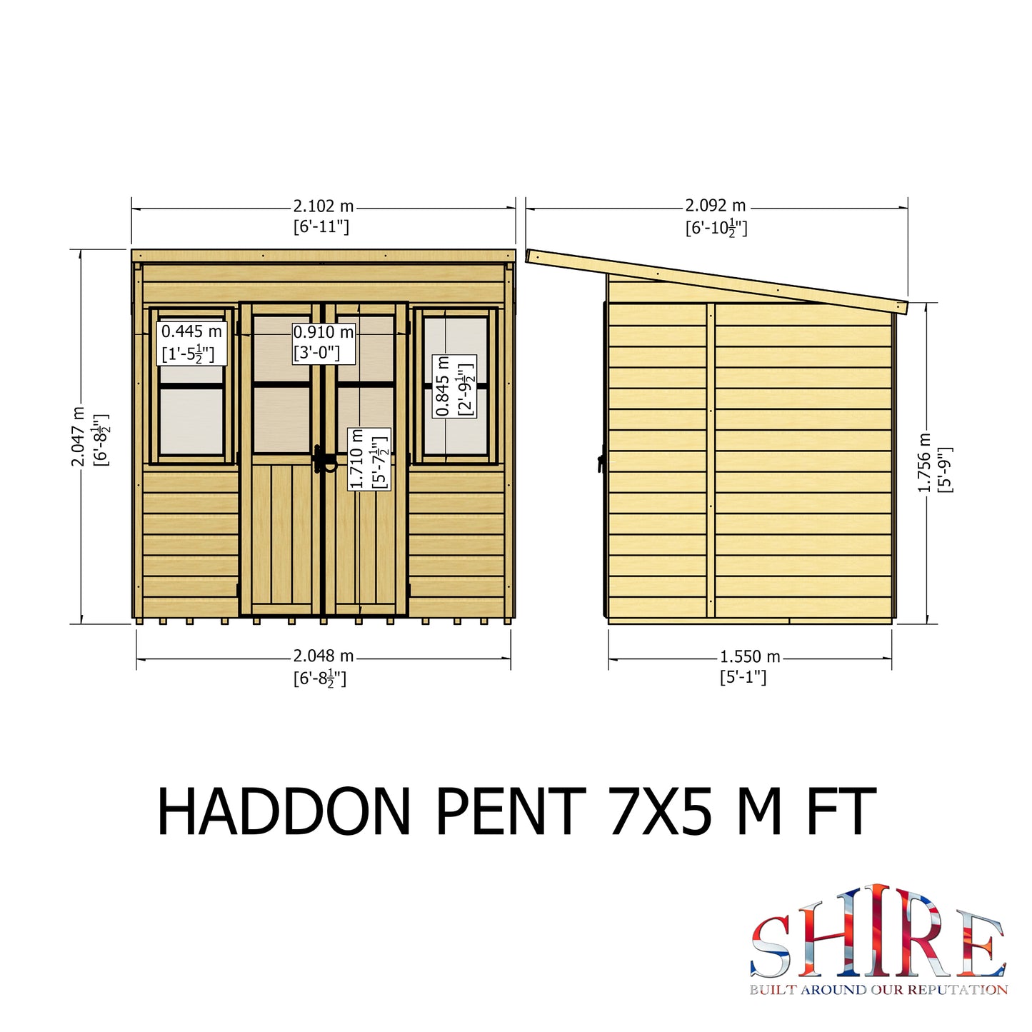 Shire 7x5 Haddon Pent Summerhouse HADP0705DSL-1AA