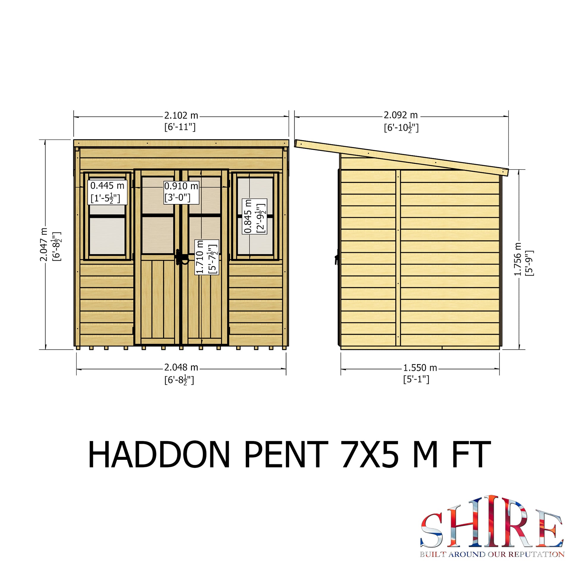 Shire 7x5 Haddon Pent Summerhouse HADP0705DSL-1AA