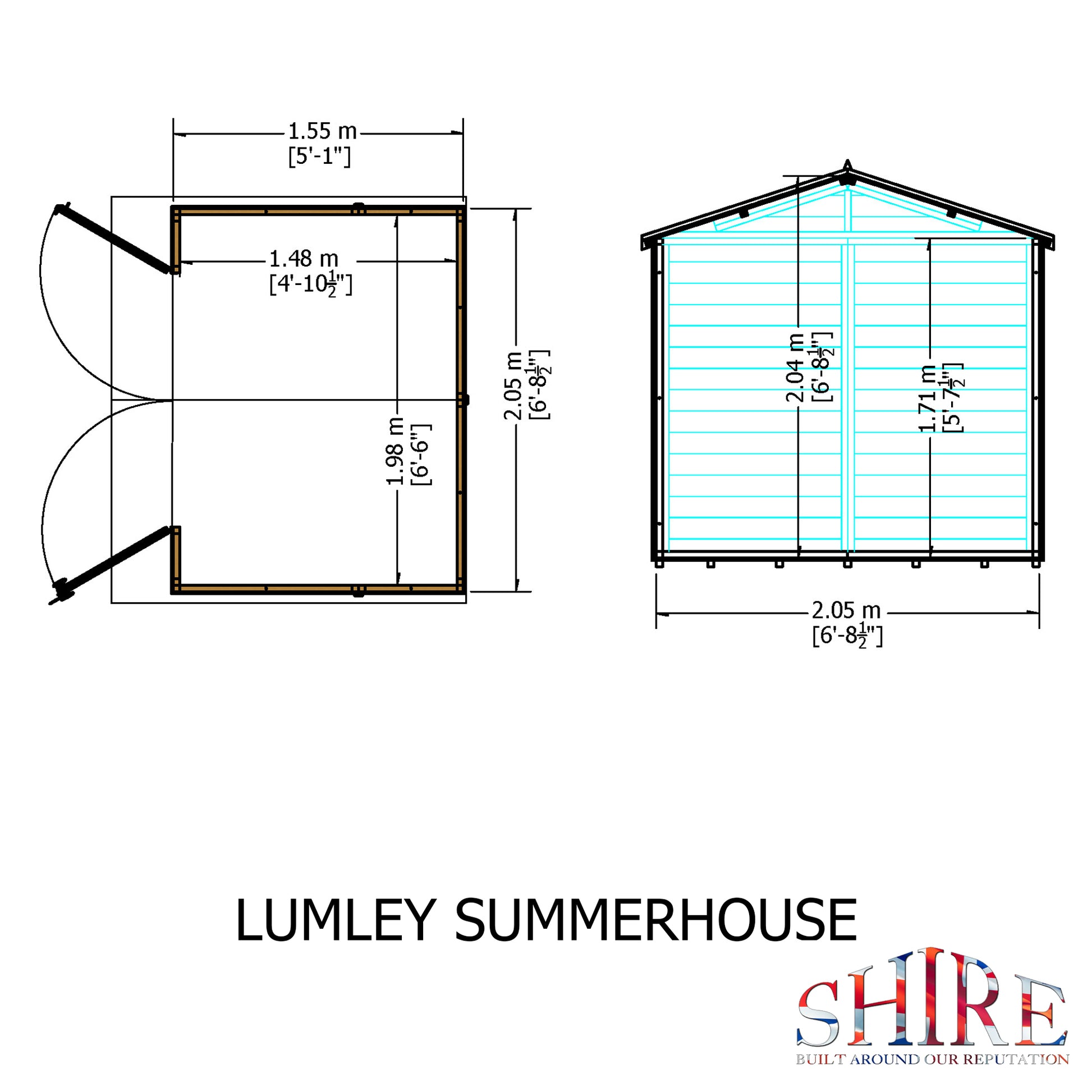 Shire 7x5 Lumley Wooden Summerhouse LUML0705DSL-1AA