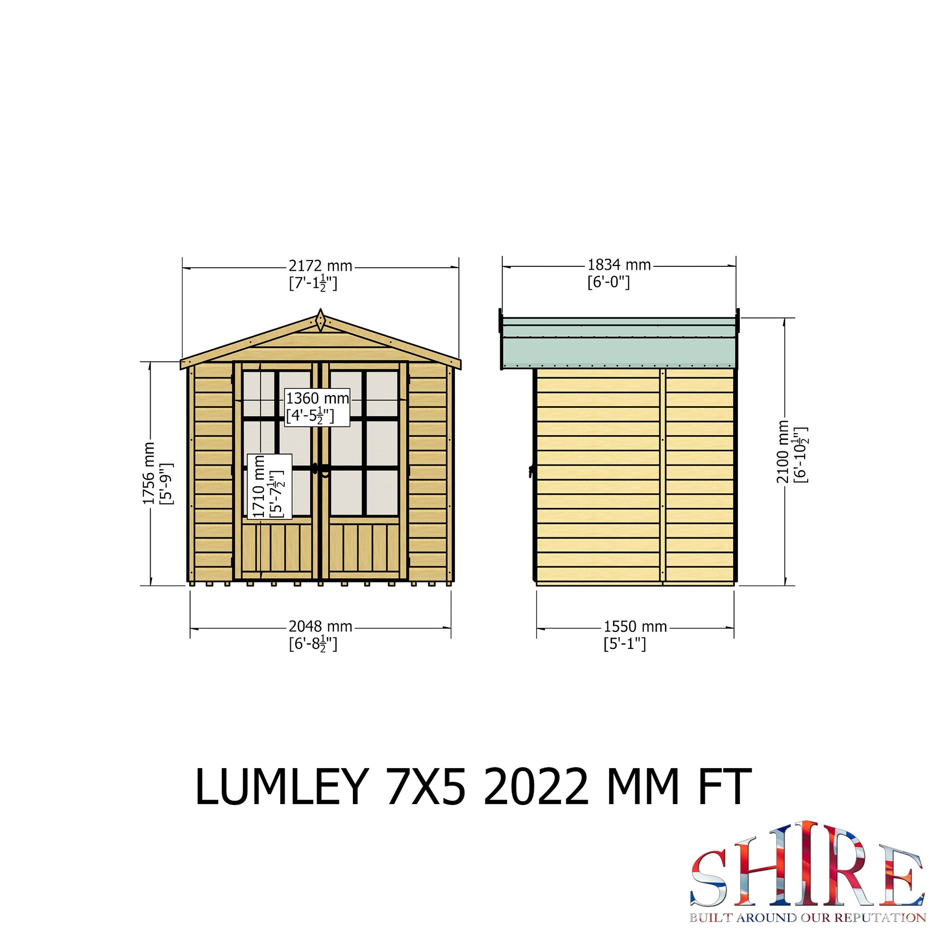 Shire 7x5 Lumley Wooden Summerhouse LUML0705DSL-1AA