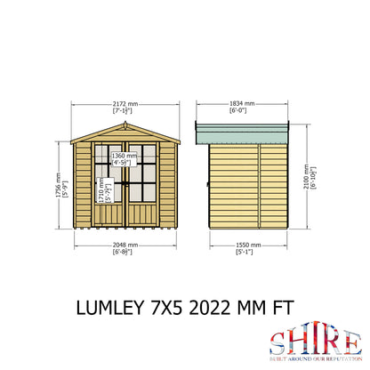 Shire 7x5 Lumley Wooden Summerhouse LUML0705DSL-1AA