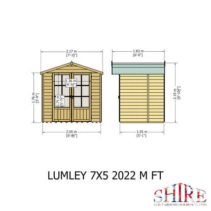 Shire 7x5 Lumley Wooden Summerhouse LUML0705DSL-1AA