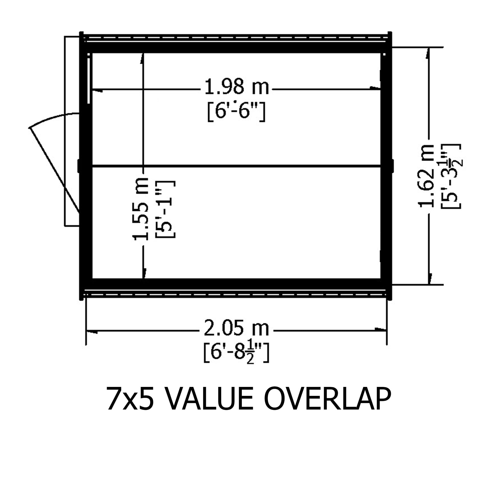 Shire 7x5 Single Door Overlap Pressure Treated Shed OVSV0705POL-1AA