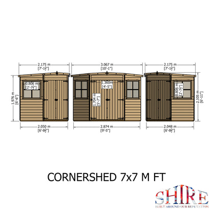 Shire 7x7 Double Door Corner Shed - Pressure Treated - CNRS0707PSL-1AA