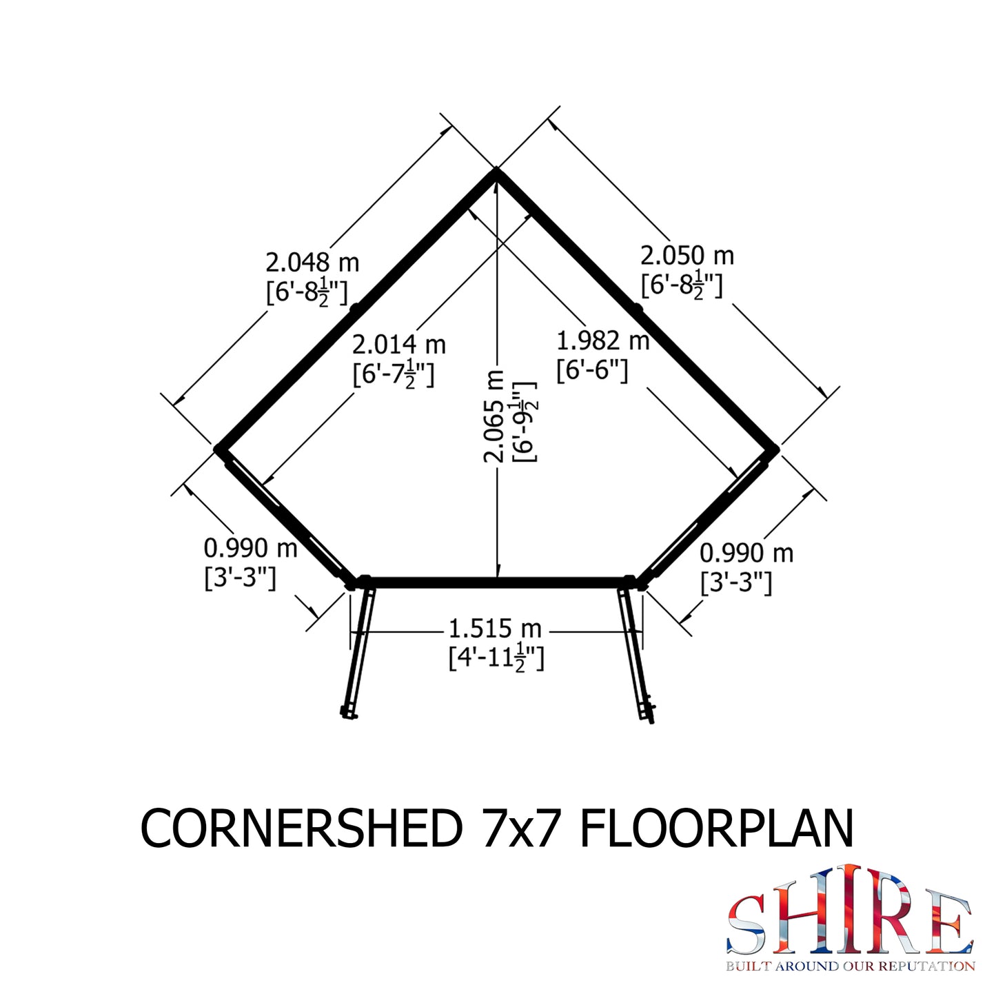 Shire 7x7 Double Door Corner Shed - Pressure Treated - CNRS0707PSL-1AA