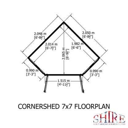 Shire 7x7 Double Door Corner Shed - Pressure Treated - CNRS0707PSL-1AA