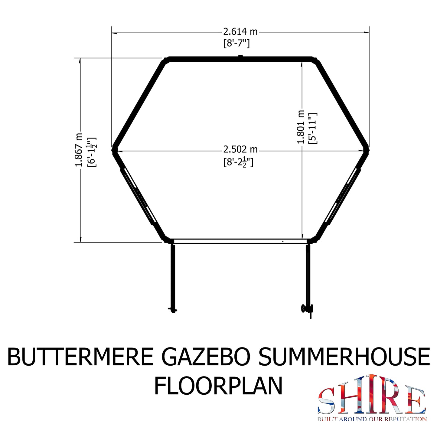 Shire 8x6 Buttermere Summerhouse Hexagonal BUTT0807DSL-1AA
