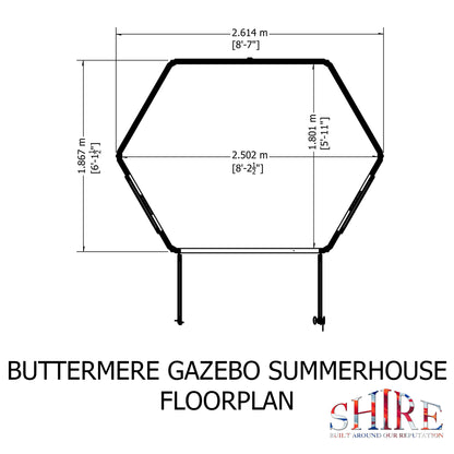 Shire 8x6 Buttermere Summerhouse Hexagonal BUTT0807DSL-1AA