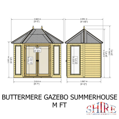 Shire 8x6 Buttermere Summerhouse Hexagonal BUTT0807DSL-1AA