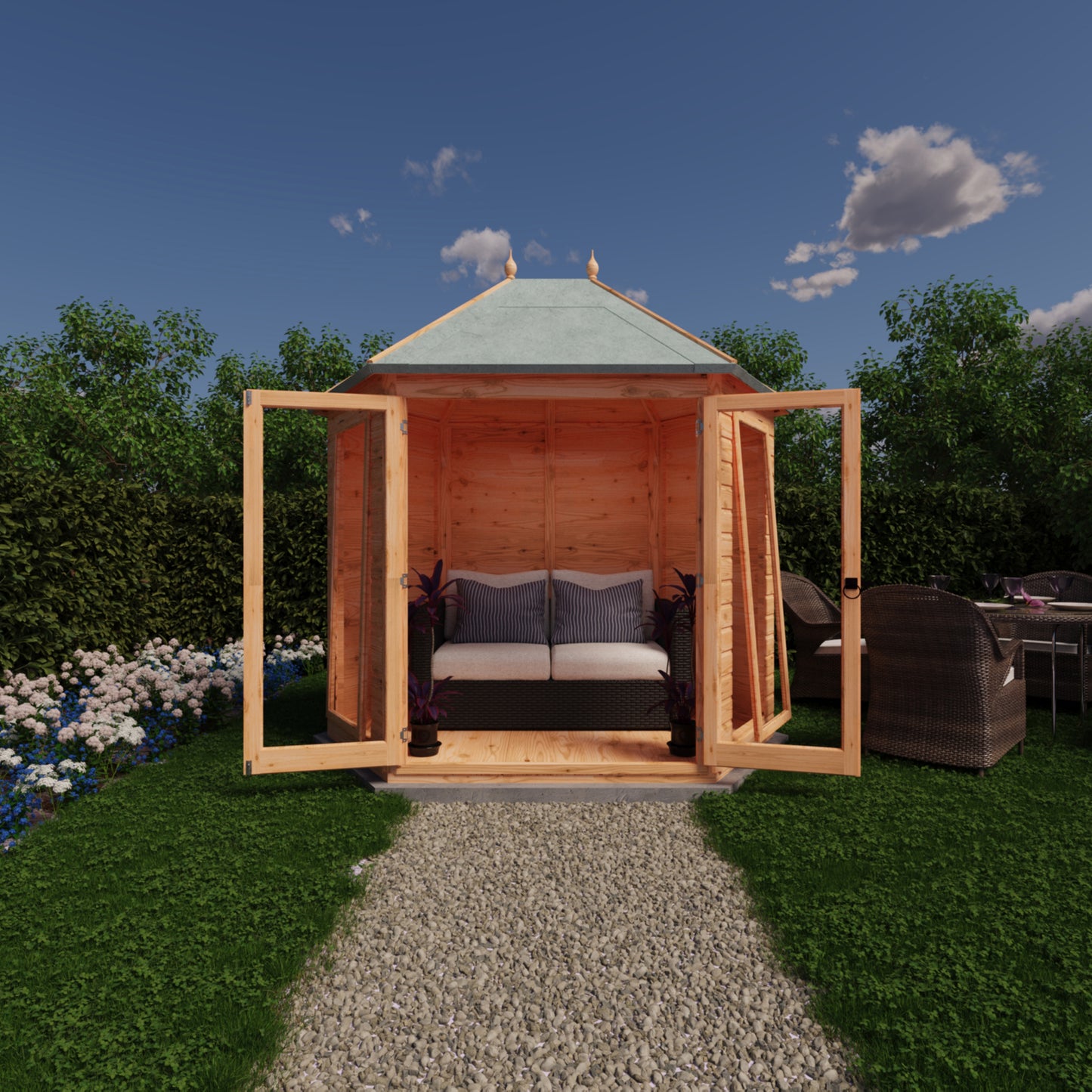Shire 8x6 Buttermere Summerhouse Hexagonal BUTT0807DSL-1AA
