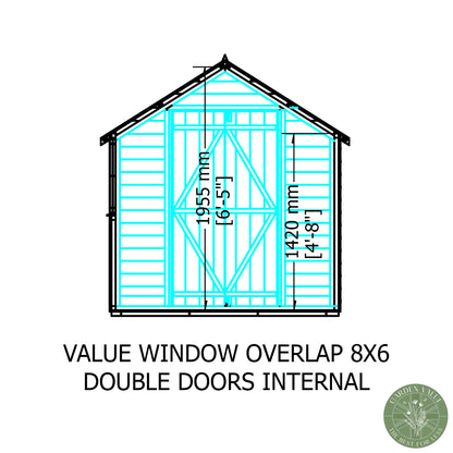 Shire 8x6 Overlap Double Door Shed with Window ODVW0806DOL-1AA