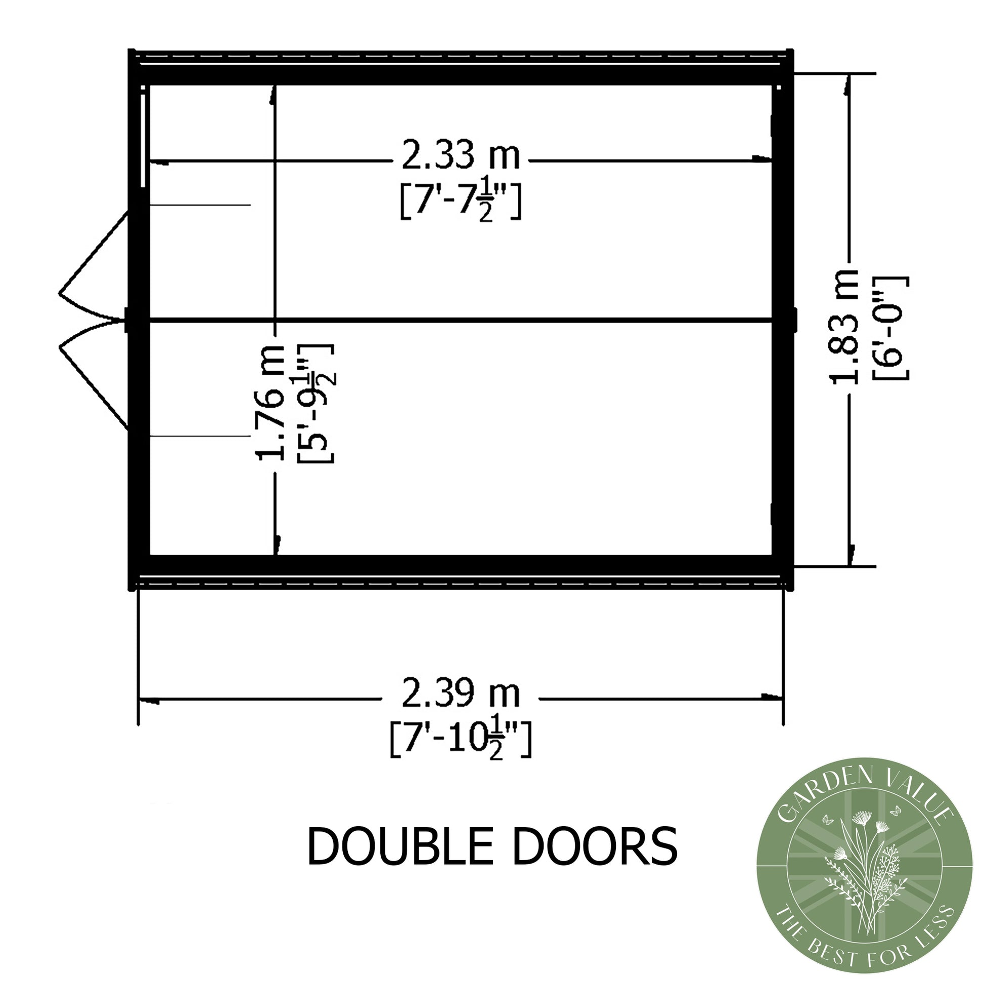Shire 8x6 Overlap Double Door Shed with Window ODVW0806DOL-1AA