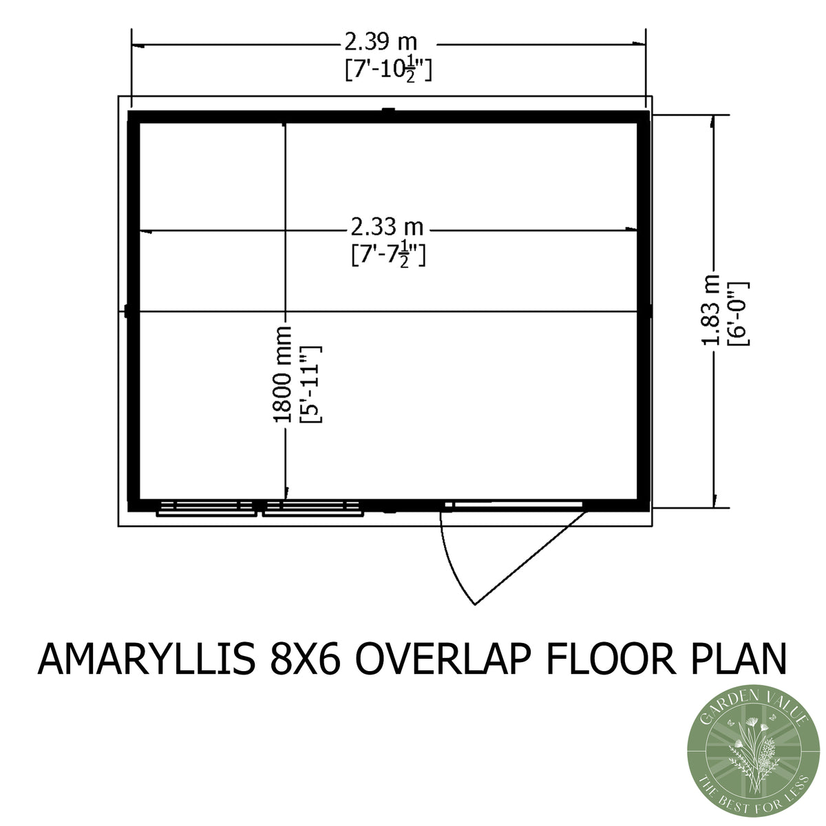 Shire 8x6 Overlap Single Door Apex Amaryllis Shed OVSR0806DOL-1AA