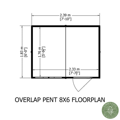 Shire 8x6 Overlap Single Door Pent Shed OVEP0806DOL-1AA